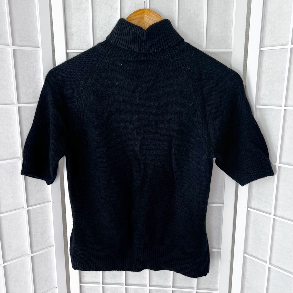 Vintage Talbots Black Knit Short Sleeve Turtleneck Sweater | Small - Picture 4 of 4